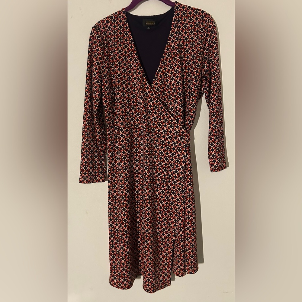 Alexia Admor Red and Black Geometric Long Sleeve Dress